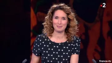 The black Dress polka dot belted Marie-Sophie Lacarrau in the Journal of 13 hours from France 2 of the 28/11/2018
