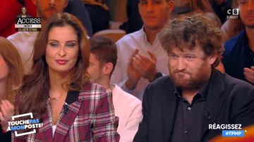 Chaqueta a cuadros de Malika Ménard en Touche pas à mon poste del 28/11/2018