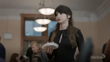 Stella McCartney Ruffle Trim Keyhole Black Dress worn by Alison McCord (Kathrine Herzer) as seen in Madam Secretary S05E02