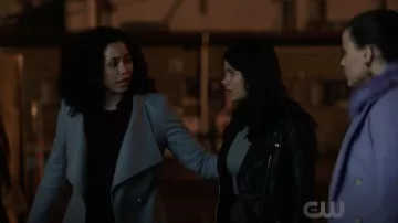 The grey coat Ted Baker, worn by Macy Vaughn (Madeleine Mantock) in Charmed S01E08