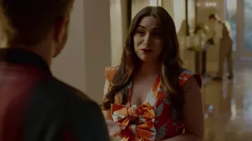 Dress orange flowers Johanna Ortiz reach by Crystal Jennings (Ana Brenda Contreras) in Dynasty S02E07
