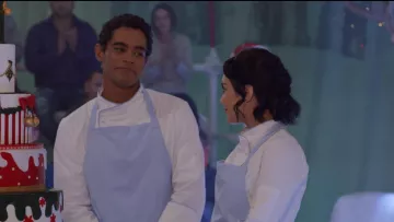 The blue apron of Stacy De Novo / Lady Margaret (Vanessa Hudgens) in The Princess of Chicago