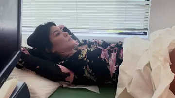 Alessandra Rich Floral Mini Dress in Black & Pink worn by Kourtney Kardashian as seen in Keeping Up with the Kardashians S15E15