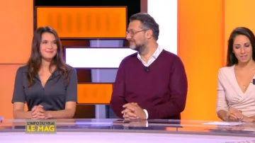 The grey combination of Alix Van Pee in the show L'Info du vrai of 04/12/2018