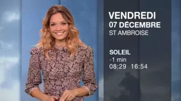 Le top imprimé feuillage de Gennifer Demey dans Météo (m6) du 06/12/2018