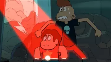 The replica of the black t-shirt with death's head, Lars in Steven Universe S05E11