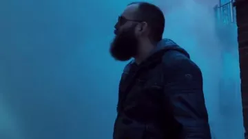 Rivetted Leather Jacket worn by Kovac (Garrett Golden) as seen in The Equalizer 2