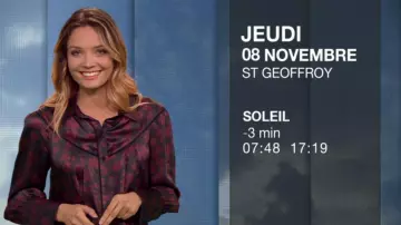 La Blouse à fleurs avec passepoil de Gennifer Demey dans la Météo (m6) du 07/11/2018
