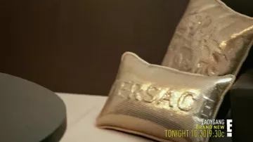 Versace Metal Mesh Logo Cushion of Kim Kardashian West in Keeping Up with the Kardashians S15E16