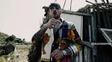 Versace shirt worn by Capo as seen in International Gangstas music video by Farid Bang, Capo, 6ix9ine, SCH