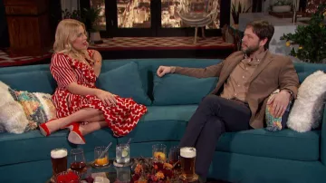 Stella McCartney Elbow Sleeve Striped & Zigzag Silk Wrap Maxi Dress worn by Busy Philipps in Busy Tonight S01E14