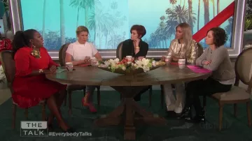 Derek Lam 10 Crosby Robertson Sailor Button Flare Pant worn by Eve on The Talk December 13, 2018