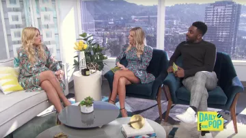 Magda Butrym vestido floral corto usado por Morgan Stewart en E! Noticias Daily Pop