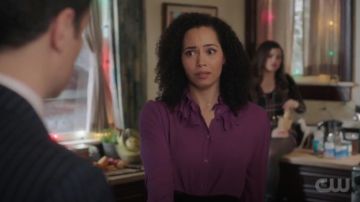 The blouse violet Halogen carried by Macy Vaughn (Madeleine Mantock) in Charmed S01E09