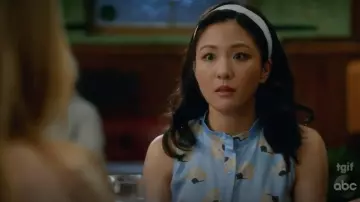 Tucker The Sleeveless Henley Top in Powder Blue Fans worn by Jessica Huang (Constance Wu) in Fresh Off the Boat S05E07