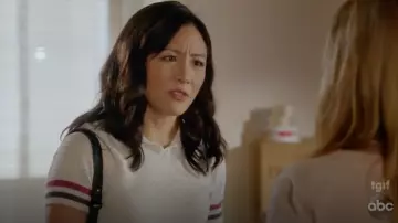 Modcloth Flying Polo Short Sleeve Sweater in Ivory worn by Jessica Huang (Constance Wu) in Fresh Off the Boat S05E07