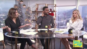 Ganni Merkel crystal embellished checked silk and wool blend mini skirt worn by Morgan Stewart in E! News - Daily Pop