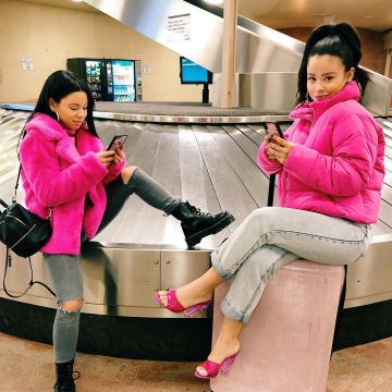 Barbie Hot Pink Mules worn by Cierra Ramirez on the Instagram account @cierraramirez