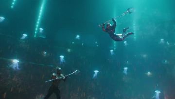 Le roi Orm / Ocean Master (Patrick Wilson) trident comme on le voit dans Aquaman