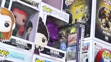 The Figurine FunKo Pop Gerina purple in the YouTube video, "ALL OUR POP FUNKO !"