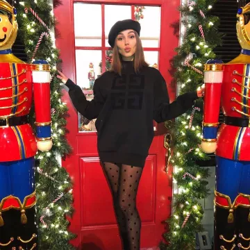 Le Collant en résille pailleté à pois de Olivia Culpo sur le compte instagram de @oliviaculpo