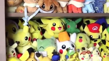The plush Pickachu in the YouTube video, "ALL OUR POP FUNKO !"