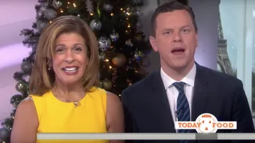 Michael Kors Collection Wool blend crepe dress in yellow worn by Hoda Kotb on Today Dec. 21, 2018