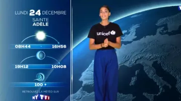 The t-shirt Unicef Tatiana Silva in Weather TF1 of the 23/12/2018