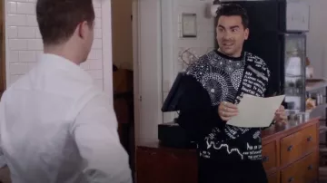 Juun.j Ryan Printed Neoprene Sweatshirt worn by David Rose (Dan Levy) in Schitt's Creek S04E06
