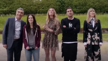 Zara Printed Jacket with Sash Belt worn by Moira Rose (Catherine O'Hara) in Schitt's Creek S04E06