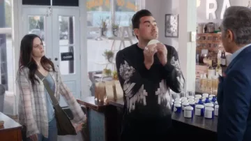 Neil Barrett Black Neoprene Sliced Hercules Sweatshirt worn by David Rose (Dan Levy) in Schitt's Creek S04E11
