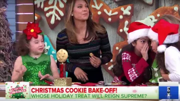Milly Métallique Rayé Scoopneck Chandail porté par Ginger Zee dans Good Morning America Déc. 25, 2018