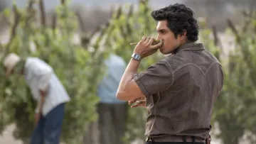 La camiseta occidental de Rafael 'Rafa' Caro Quintero (Tenoch Huerta) como se ve en Narcos: México (S01)