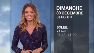 La Robe portefeuille à imprimé constellation de Gennifer Demey dans Météo (m6) du 29/12/2018