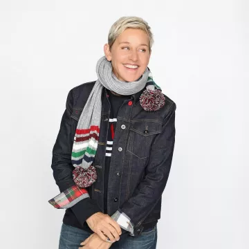 Stella McCartney Zig zag Patterned Scarf worn by Ellen DeGeneres on the Instagram account @theellenshow
