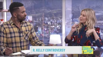 ba&sh Laura Floral Ruffle Detail Blouse worn by Morgan Stewart on E! News - Daily Pop