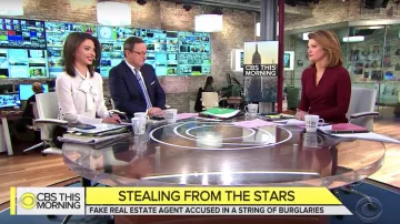 Max Mara à Pois crêpe de chine de soie et jersey stretch chemisier porté par Bianna Golodryga sur CBS, Ce Matin, Janv. 03, 2019