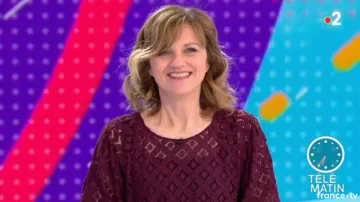 The Blouse bordeaux lace Valérie Maurice in Télématin from the 03/01/2019