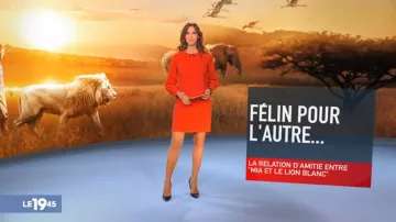 The red dress of Ophelia Miller in The 19:45 M6 of the 25/12/2018