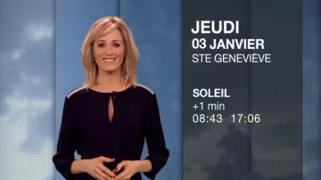 The black dress of Stéphanie Duval in Weather (m6) of the 02/01/2019