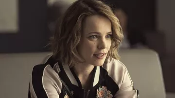 Floral Bomber Jacket worn by Annie (Rachel McAdams) as seen in Game Night