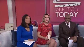 Tanya Taylor Carti Floral Ruched Short Flounce Red Dress worn by Dylan Dreyer on Today Jan 4, 2019