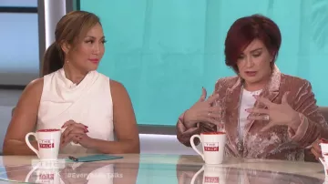 Halston Heritage Sleeveless Cowl Drape White Jumpsuit worn by Carrie Ann Inaba on The Talk Jan 4, 2019