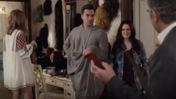 Rick Owens DRKSHDW draped jersey hoodie worn by David Rose (Dan Levy) in Schitt's Creek S05E01