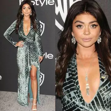 La robe de soirée verte de Sarah Hyland sur le compte instagram de @sarahhyland