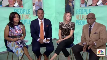 Eliza J Velvet Leopard Print Peplum Top worn by Dylan Dreyer on Today