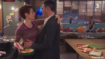 The sweaters in stripes of Babeth Nebout (Marie Réache) in a More beautiful life S15E3703