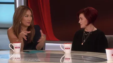 Halston Heritage One Shoulder Draped Stretch Crepe Jumpsuit worn by Carrie Ann Inaba on The Talk Jan 7, 2019