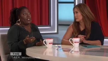 Vince Camuto Stud Detail Hammered Satin Blouse worn by Sheryl Underwood on The Talk Jan 7, 2019