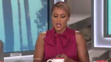 Diane von Furstenberg Virginie Crepe Open Back Tie Neck Sleeveless Jumpsuit in Pink worn by Eve on The Talk Jan 8, 2019